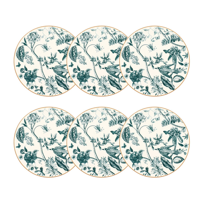 Lot de 6 assiettes plates en porcelaine blanche 27cm BOTANIC