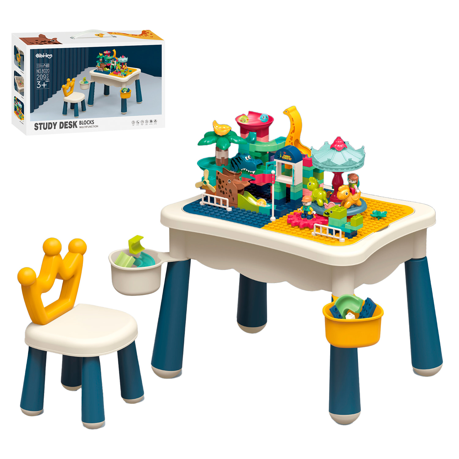 Tavolo Educativo con Blocchi da Costruzione. 209 pezzi.