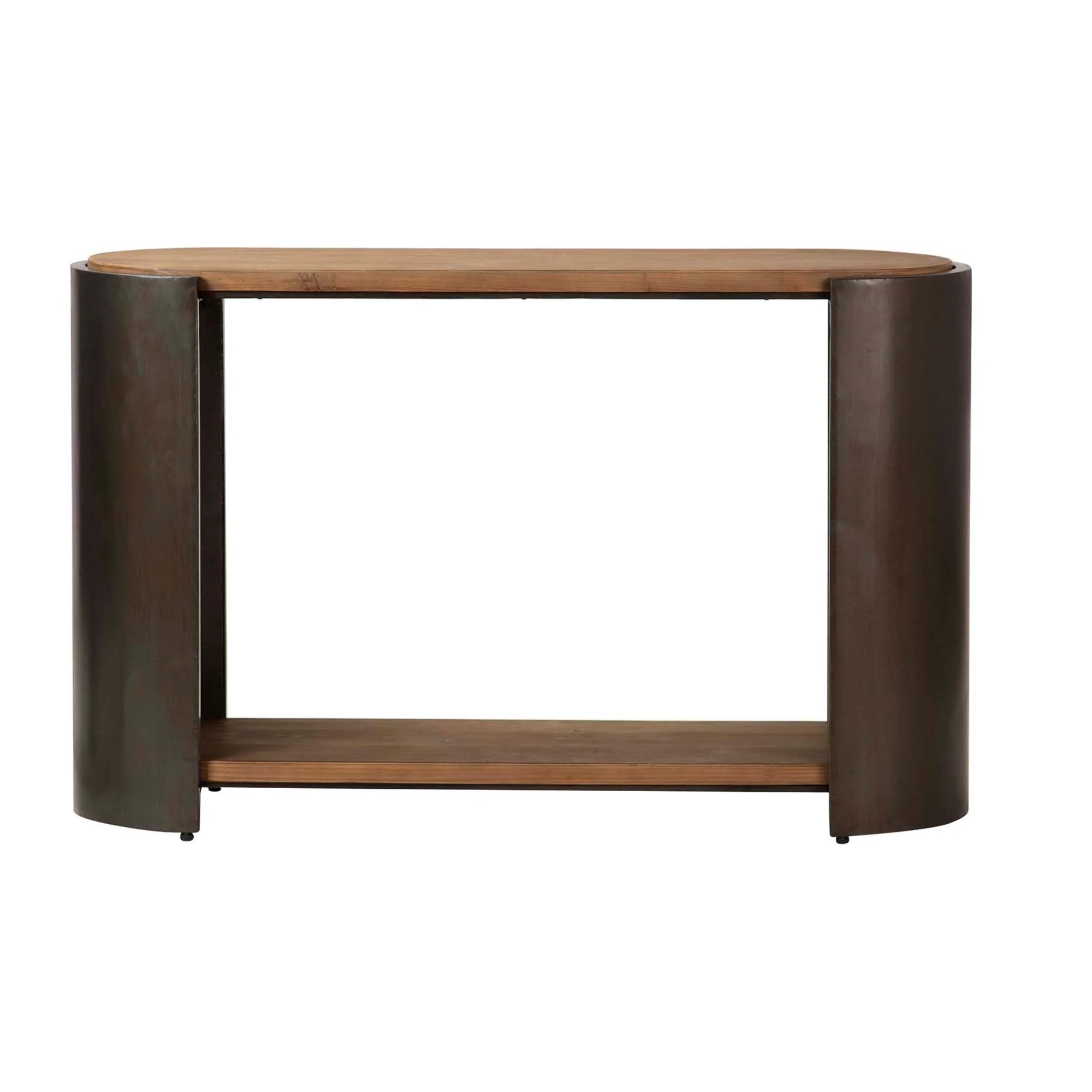 Consola Madera Metal Marron Negro 120x38x76 Cm