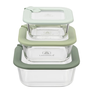 Lot de 3 boîtes en verre rectangulaires avec couvercles (320, 520 et 800 ml)