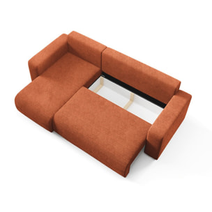 GLORIA - Canapé d'angle gauche convertible 4 places en tissu terra