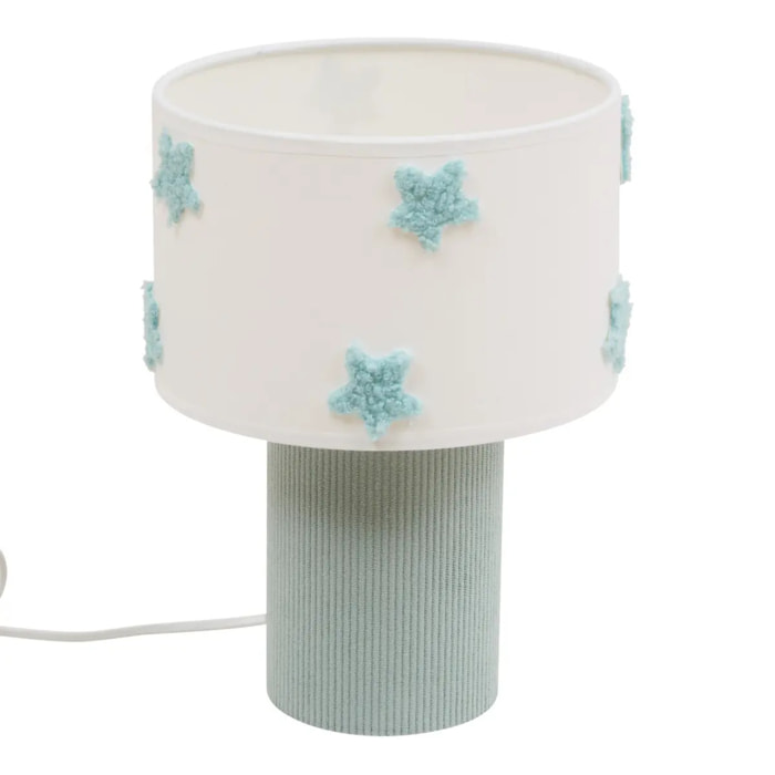 Lampe Orta Secteur Vert et Blanc Etoiles de Mer 18,5x18,5x28 cm