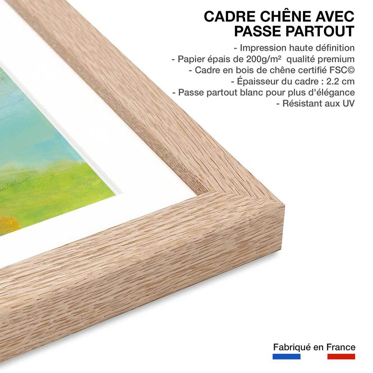 Poster Arc en ciel sur l'asphalte Affiche + cadre en bois - Chêne