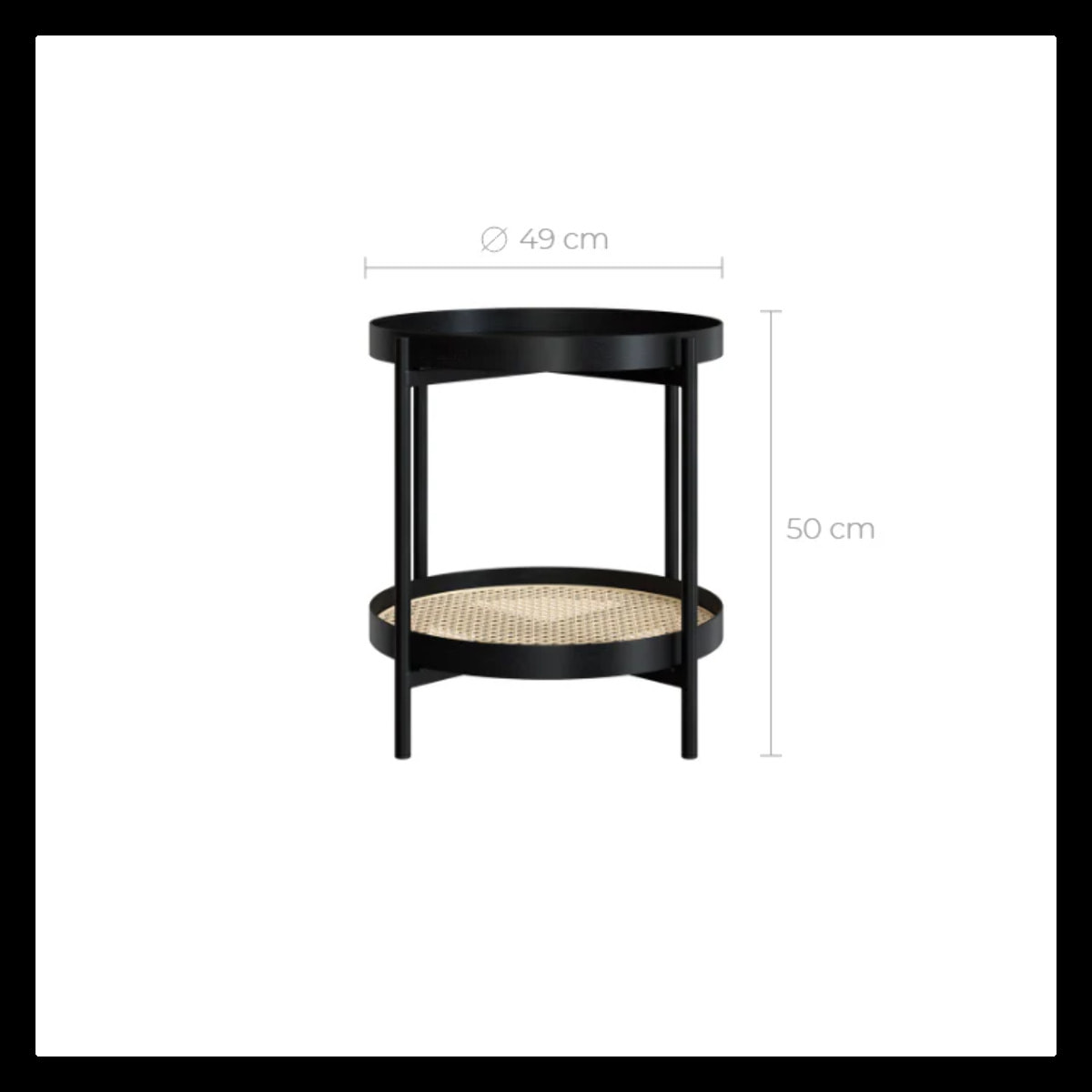 Table basse en cannage et bois de mindi noir D49 cm - Lukut