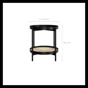 Table basse en cannage et bois de mindi noir D49 cm - Lukut