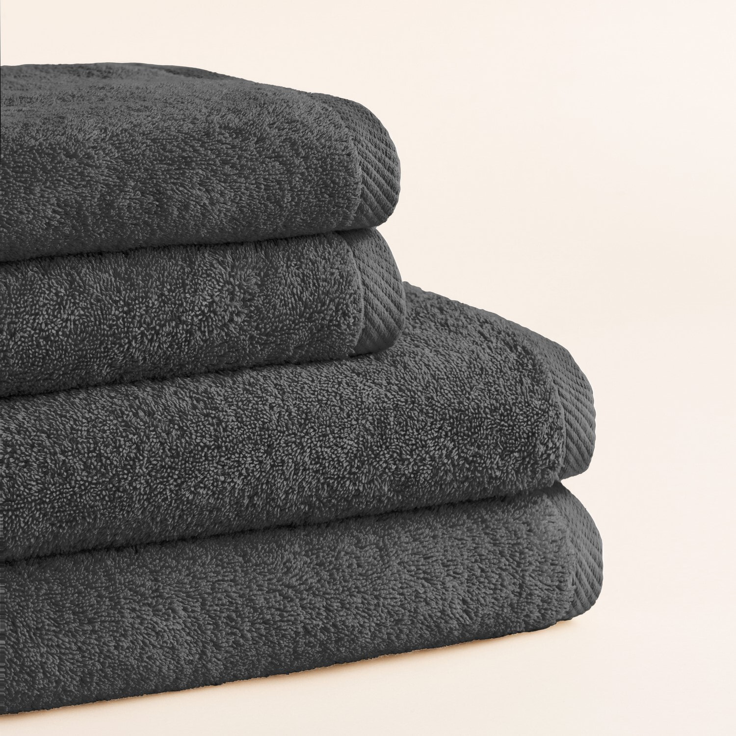 Set de serviettes éponge 100% coton éponge peigné - 600 g/m2 anthracite