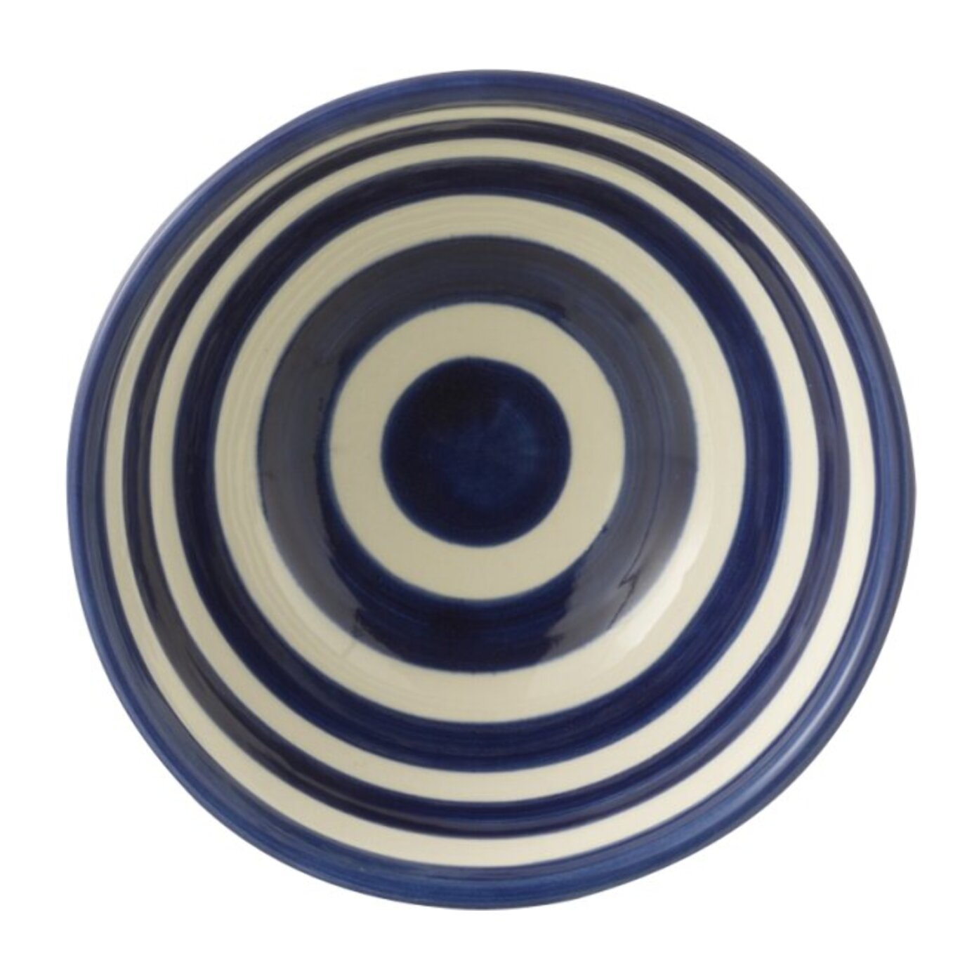 J-Line bol Granada Stripes High - céramique - blanc/bleu - small - Ø 14 cm