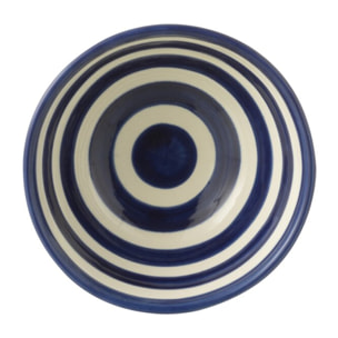 J-Line bol Granada Stripes High - céramique - blanc/bleu - small - Ø 14 cm