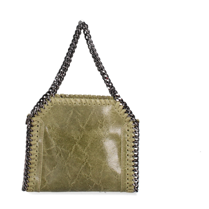 Borsa a mano da donna Made in Italy - Modello Zefira Chic - Pelle scamosciata stampata - 23.0 x 20.0 x 7.0 cm