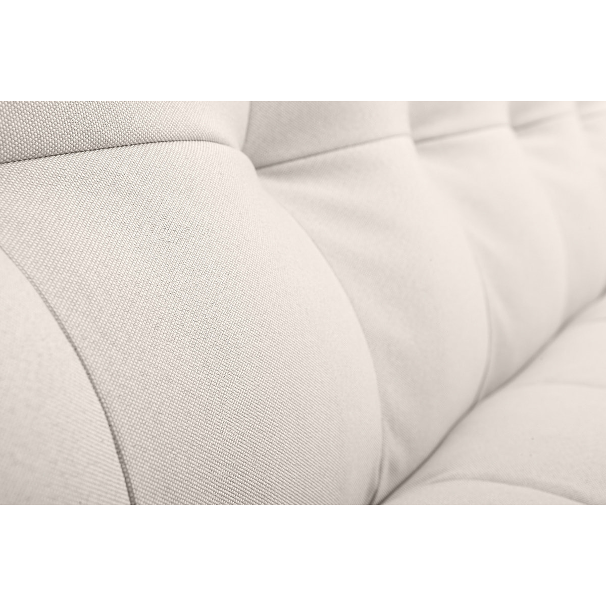 Canapé convertible scandinave 3 places en tissu beige et bois clair YUMI