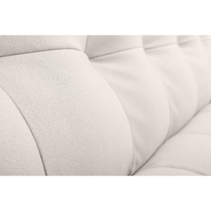 Canapé convertible scandinave 3 places en tissu beige et bois clair YUMI