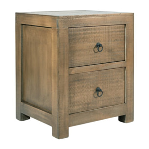 Table de chevet Tiber -bois massif d'araucaria-couleur nogal 50 x 60 x 43 cm