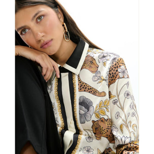 Camicia con stampa leopardata e bordo