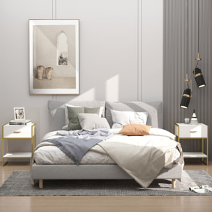 Conjunto de 2 Mesitas de Noche Mesas Auxiliares con 1 Cajón y Estante de Almacenamiento para Dormitorio Salón Oficina Estilo Moderno 45x40x60 cm Blanco