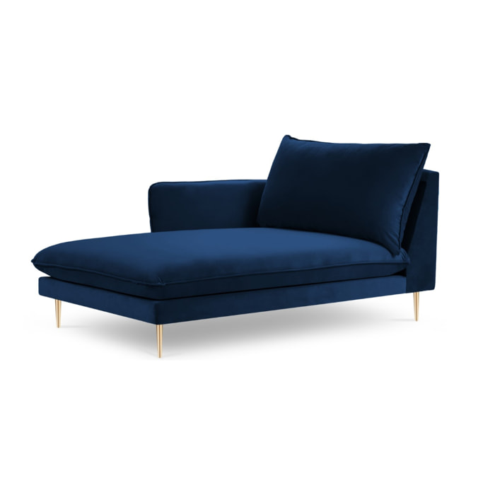 Méridienne gauche "Vienna" en velours bleu roi