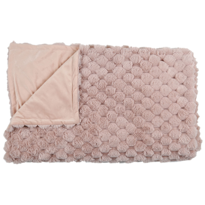 Plaid - HOME DECO FACTORY - Opulence - Imitation Fourrure - Rose