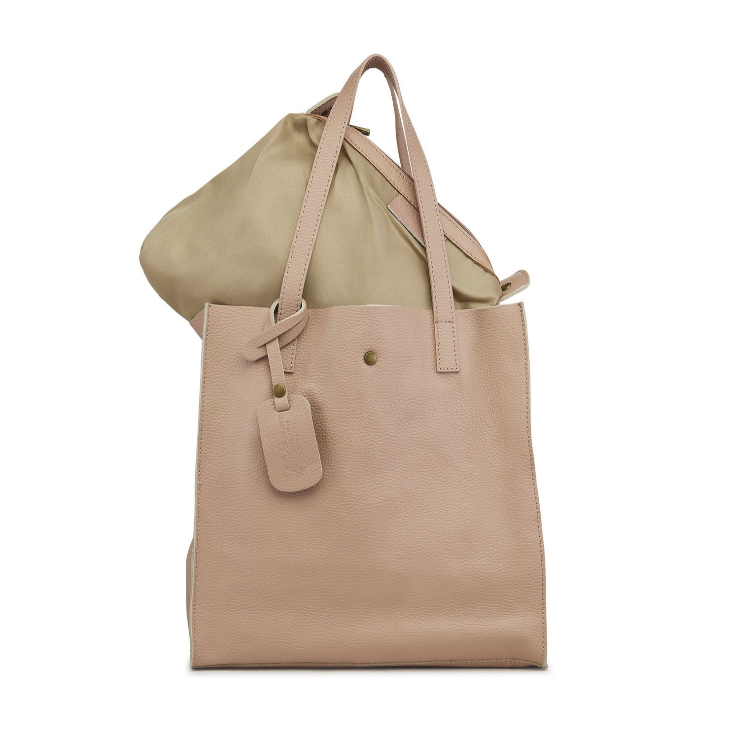 Borse Donna colore Beige-in pelle Made in Italy 33x38x15cm