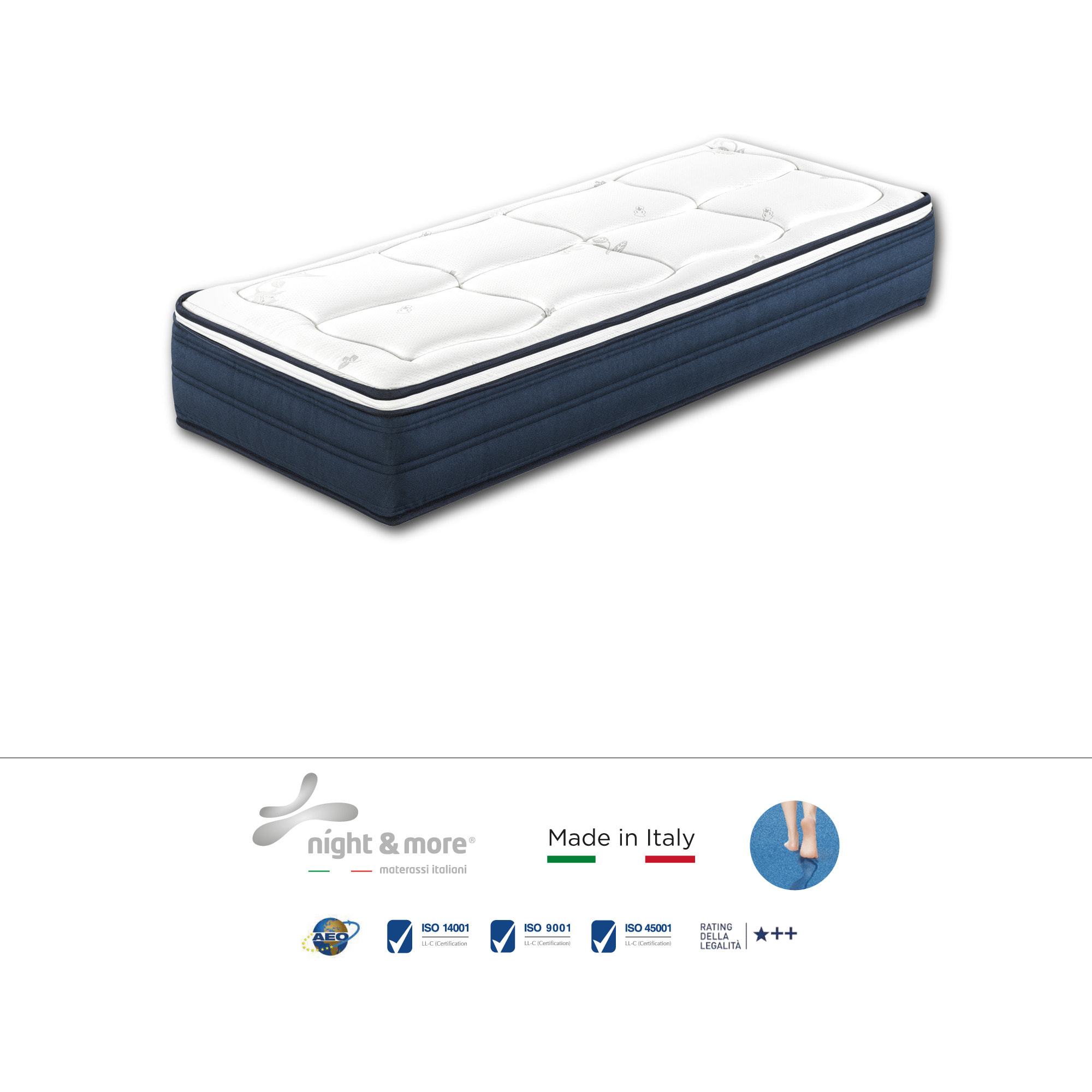 Combinazione: Materasso "Primula" 2cm memory foam H22 cm 80x190 con guanciale Aloe vera