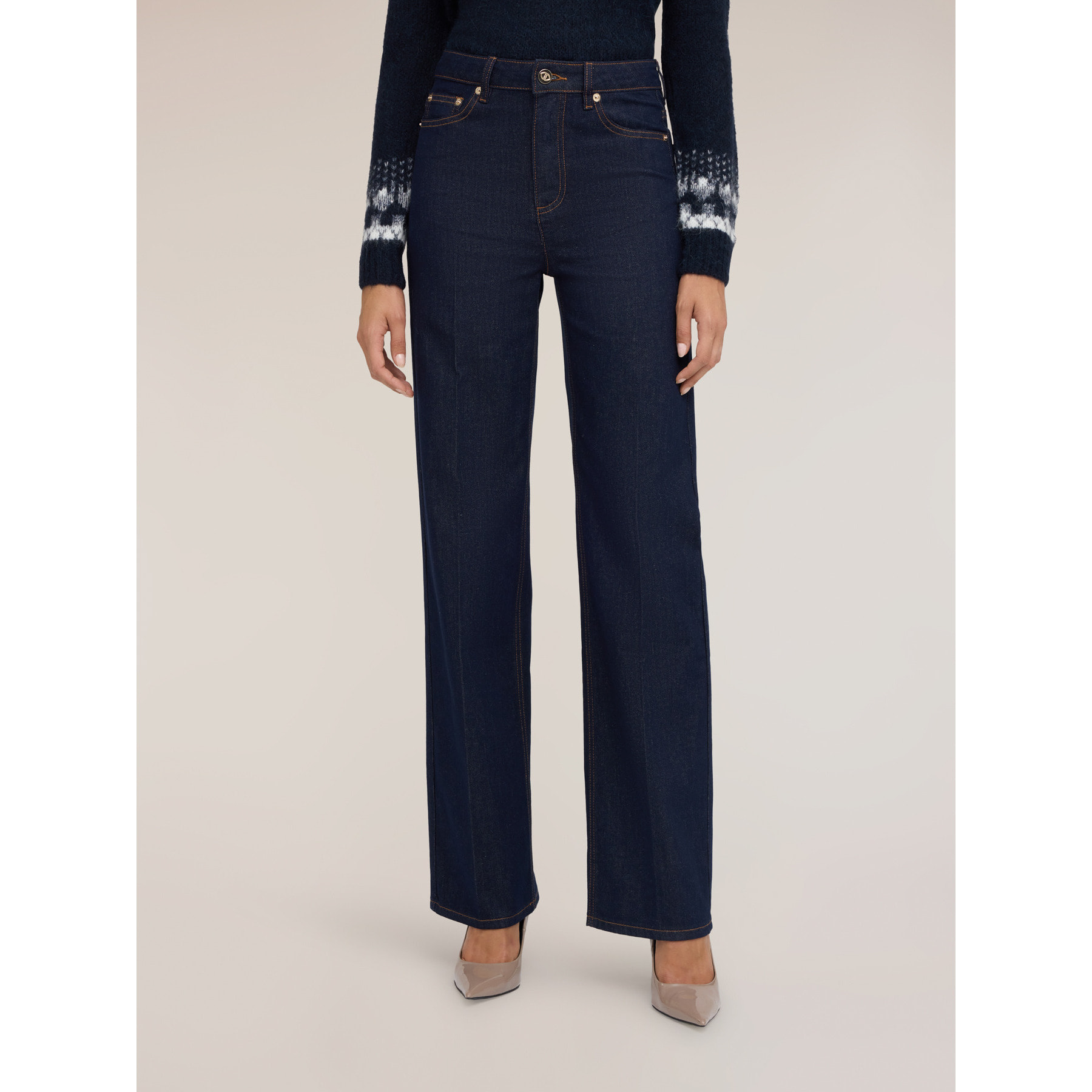 Motivi - Jeans wide a vita alta - Blu