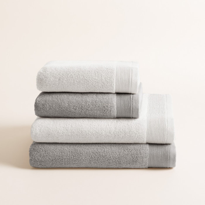 Lot de 4 serviettes Harmony Titanium White bicolores - Zero Twist - 600 grammes