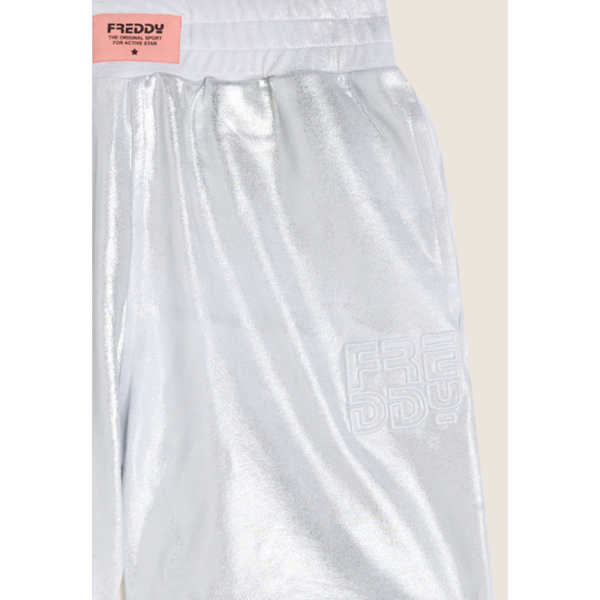 Pantaloncini Bambina in Cotone Coated Argento