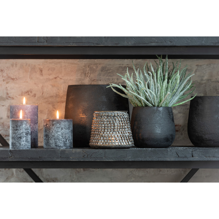 J-Line cache-pot Irrégulier Rugueux - céramique - noir - small - 2 pièces - Ø 16.5 cm