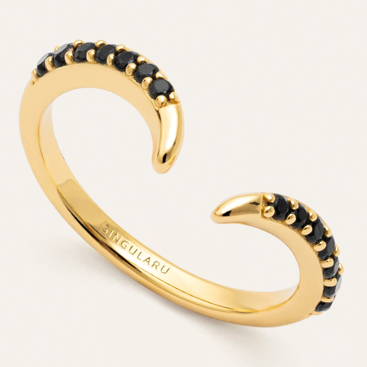 Anello Peak Scarlett Black Argento Placcato Oro