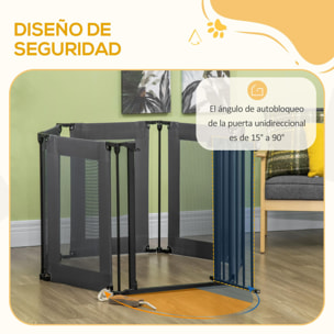 Parque Plegable para Perros de 6 Paneles Barrera de Seguridad 117x103x74cm Negro