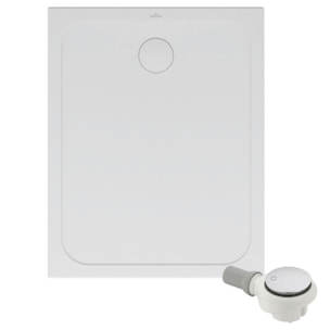 Receveur de douche antidérapant 100 x 80 Lifetime Plus Cerasoft céramique blanc + Bonde chromé brossé