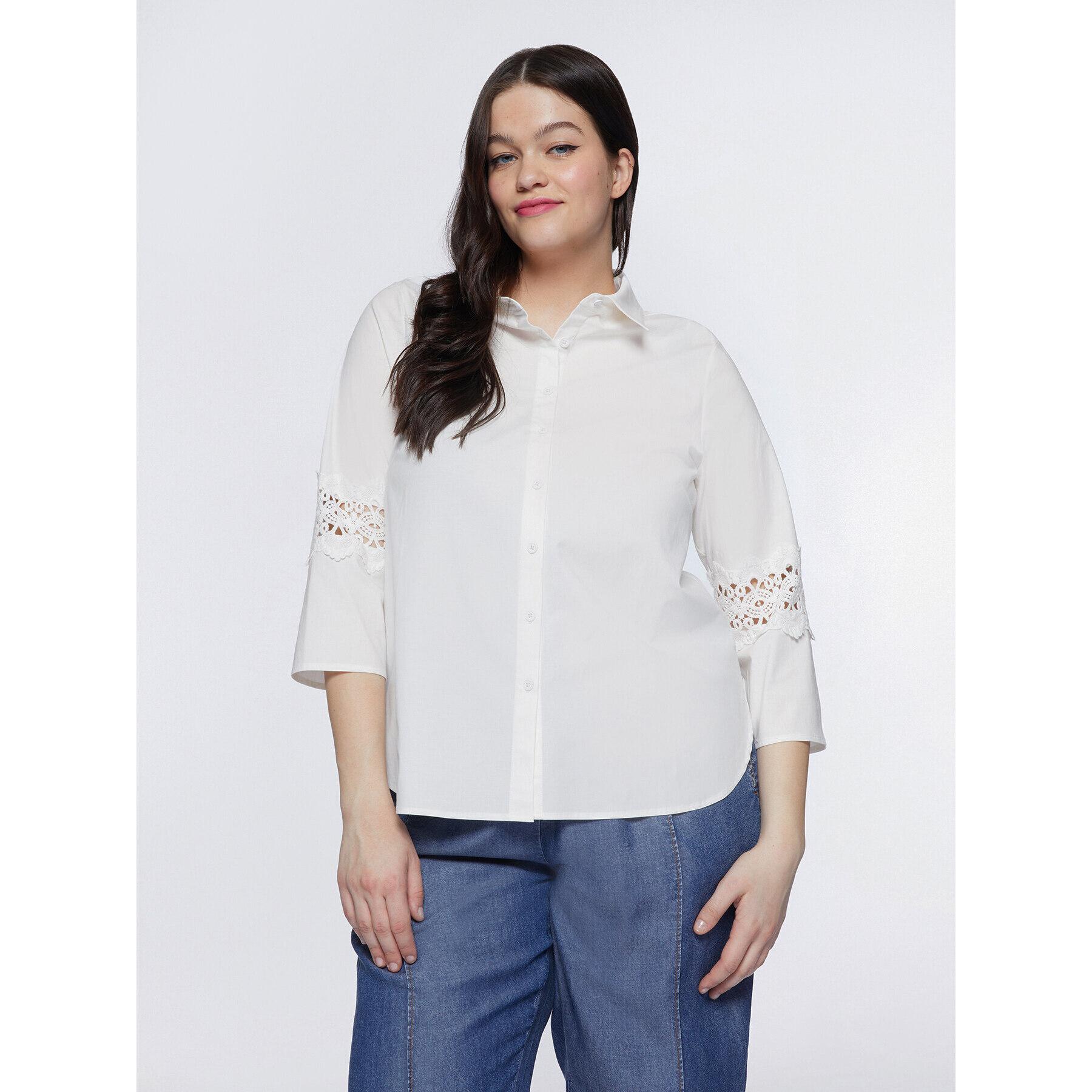 Fiorella Rubino - Camisa con bordes de macramé - Blanco