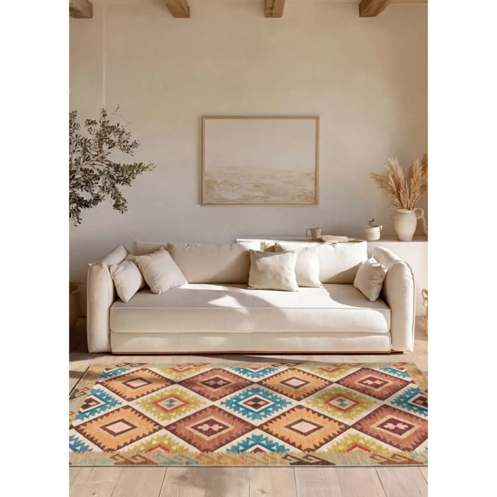 SERAK Alfombra lavable étnica Multicolor, varias medidas disponibles.