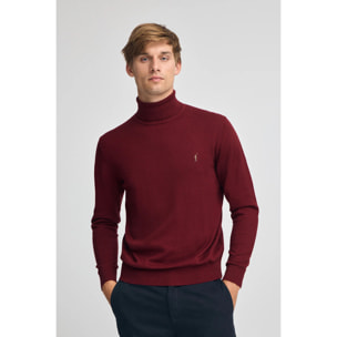 Jersey granate de cuello vuelto y mezcla de lana con bordado Rigby Go