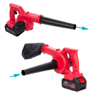 Mini soffiatore di foglie elettrico 2 in 1 con batteria. Modalità aspirazione.