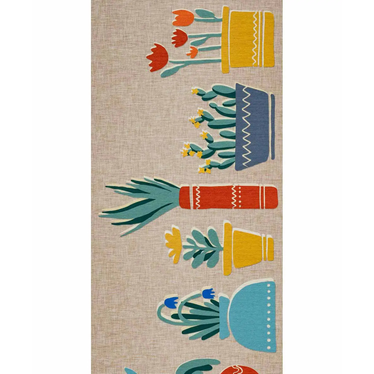 Passatoia tappeto cucina bagno ingresso multiuso, disegno vasi piante stilizzato