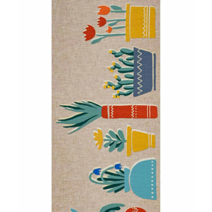 Passatoia tappeto cucina bagno ingresso multiuso, disegno vasi piante stilizzato