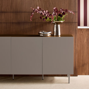 Buffet décor bois piétement métal 3 portes 150cm ASHTON