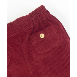 Pantalón con gomitas pana granate