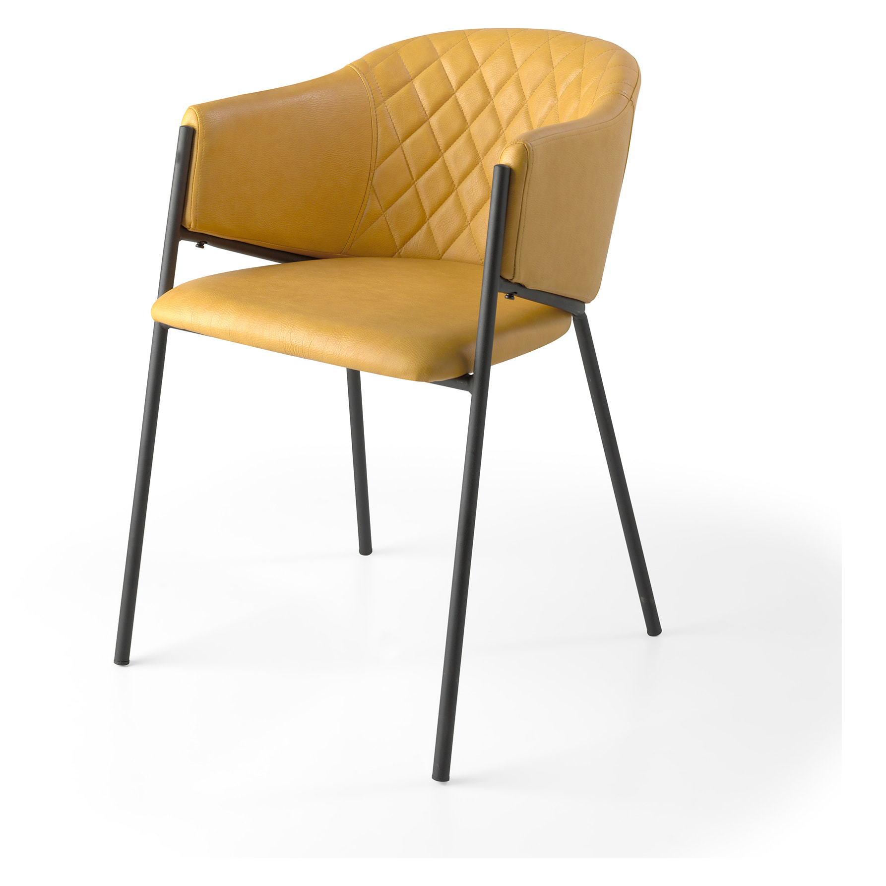 Set de 2 sillas – Polipiel ocre y costuras en rombo