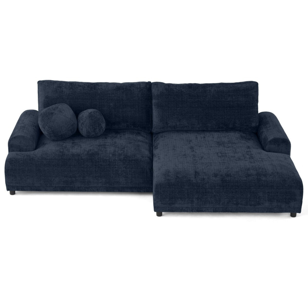 Nelly - canapé d'angle droit 4 places convertible avec coffre en velours texturé - Bleu