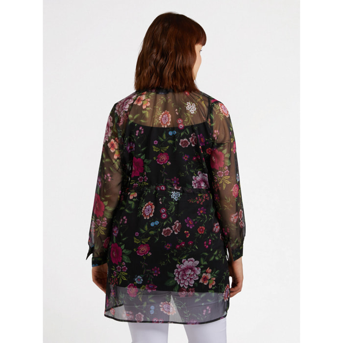 Fiorella Rubino - Camisa larga floral - Negro