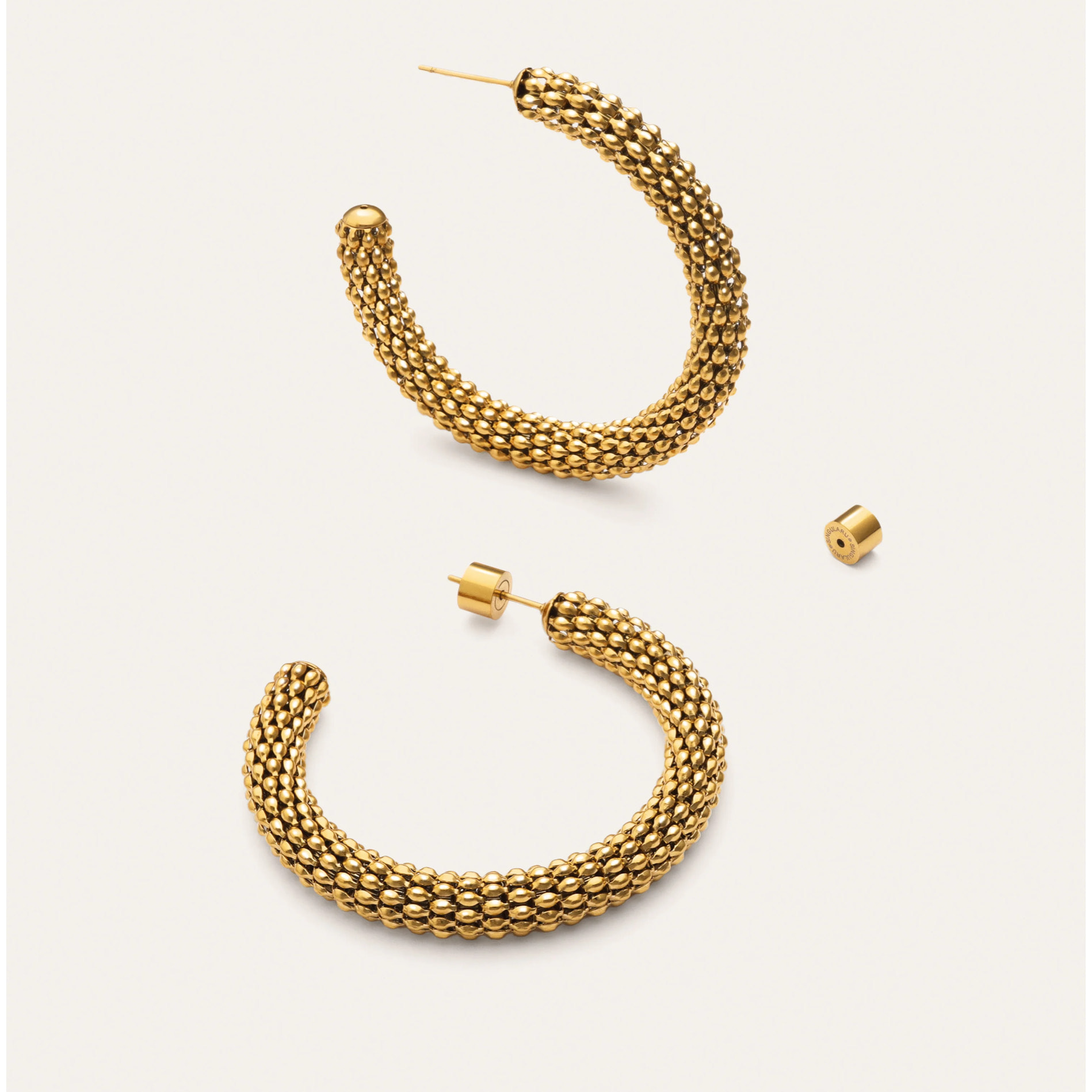 Pendientes Aro Disco Acero Baño Oro