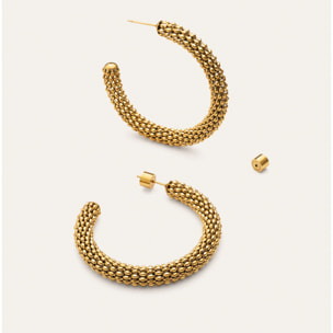 Pendientes Aro Disco Acero Baño Oro