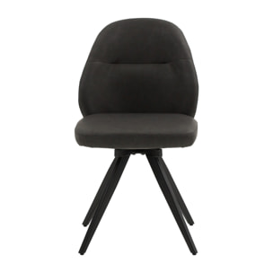 Set di 2 sedie girevoli ZENNENDAL in similpelle antracite e gambe in metallo nero