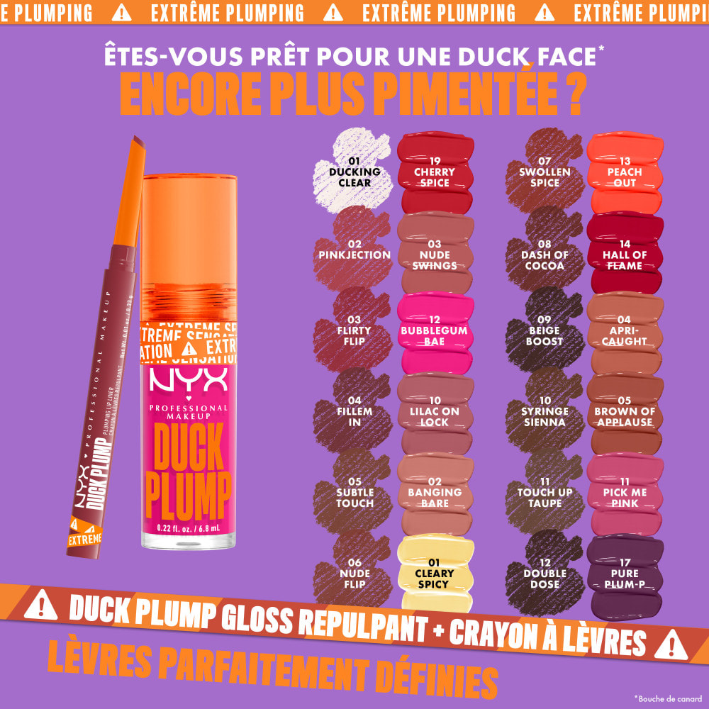 NYX Professional Makeup Duck Plump Plumping Lip Liner, crayon à lèvres, jusqu'à 10h de tenue, fini mat, Nude Flip