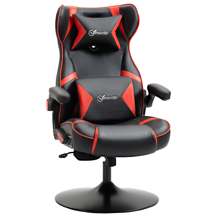 Fauteuil gaming fauteuil de bureau gamer fonction audio pivotant réglable accoudoirs relevables rouge noir