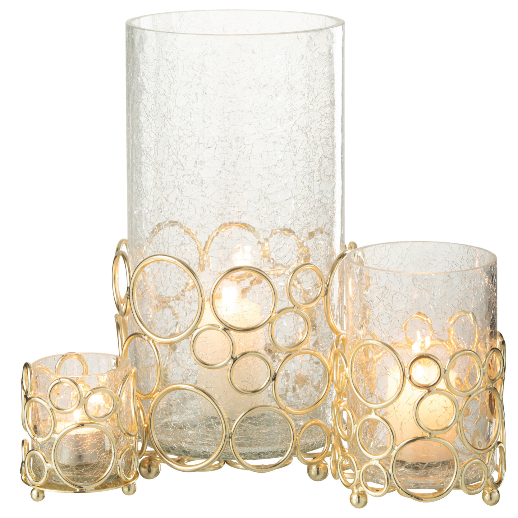 J-Line photophore Kyev - verre/acier - transparent/or - large