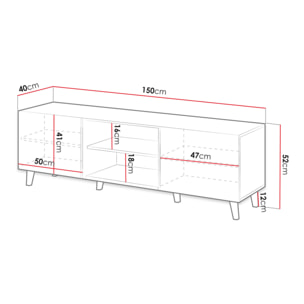 Come - meuble TV - effet bois - 2 portes et 2 niches - 150 cm - Bois