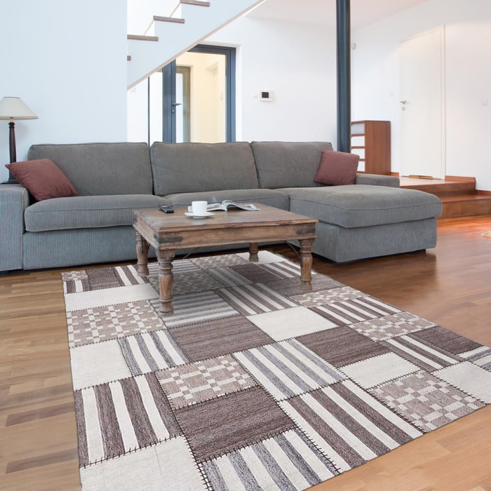 Tapis kilim fait à la main en laine motif géométrique KUGA