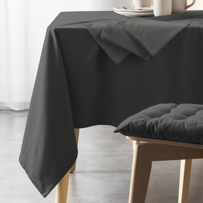Nappe unie en coton recyclé - Gris anthracite