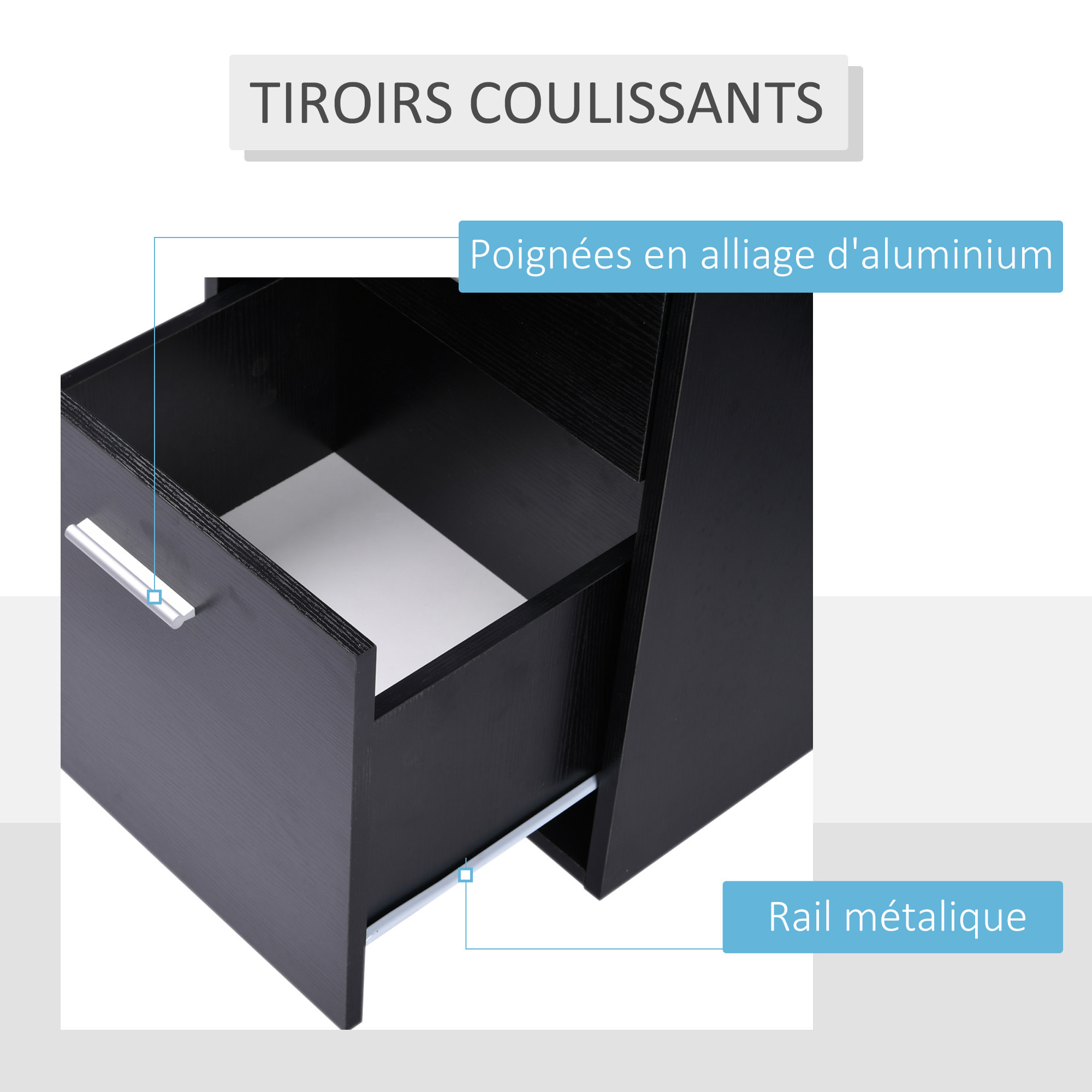 Bureau Informatique multimédia Design Multi-rangements 137 L x 55 l x 92 H cm noir